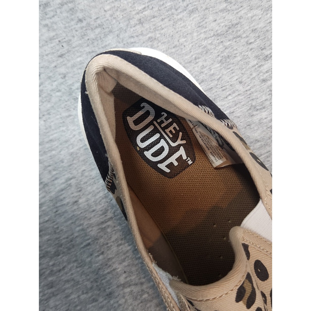 Hey Dude sunapee desert Slip On Shoes Women 9 Leopard Print Tan Black Loafer - Picture 8 of 10